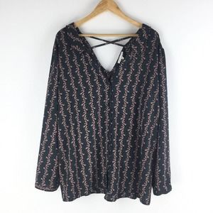 Skies are Blue Fern Printed Top Size 3X